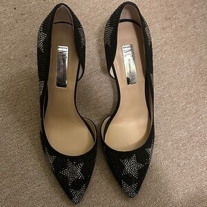 INC International Concepts Black Crystal-Embellished Pointed Toe Pumps